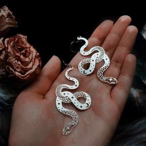 Celestial Silver Snake Earrings